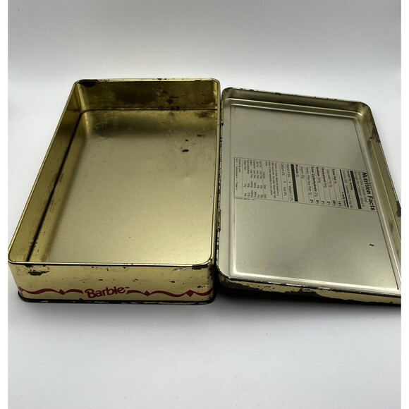 Vintage 1997 Russell Stover Mattel Holiday Barbie Metal Hinged Storage Tin Used - Picture 4 of 6